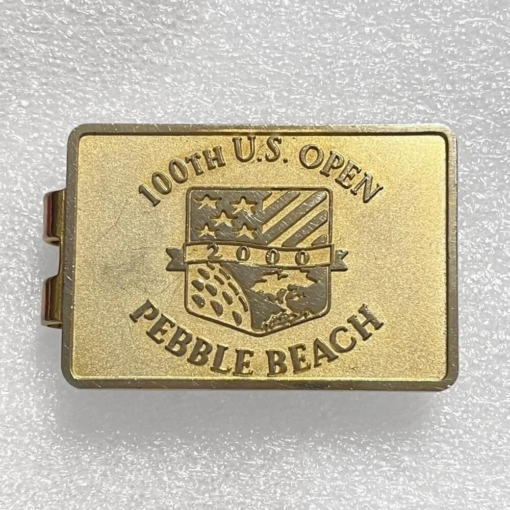 100th US Open Money Clip Pebble Beach Golf Course Gold Tone Anniversary 2000